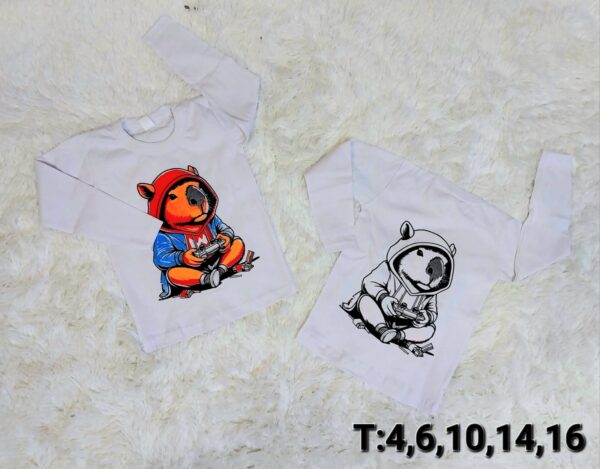 CAMISETA DE ALGODON PEINADO DOBLE ESTAMPA